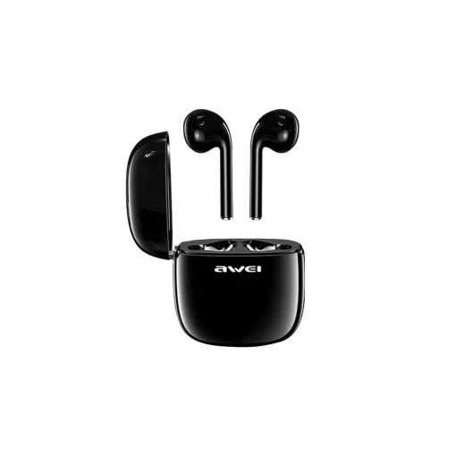 Awei T28 bluetooth fülhallgató SZTEREO (v5.0, TWS, mikrofon, zajszűrő, vízálló + töltőtok) FEKETE (T28_B)