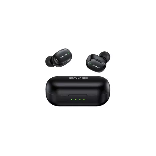 Awei T13 PRO bluetooth fülhallgató SZTEREO (v5.1, TWS, vízálló, extra mini + töltőtok) FEKETE (T13_PRO_B)