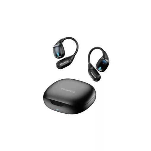 Awei TZ12 bluetooth fülhallgató SZTEREO (v5.4, TWS, fülre akasztható, mikrofon + töltőtok) FEKETE (TZ12_B)