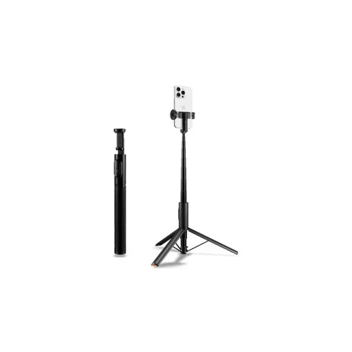 Spigen S541W szelfibot (univerzális, tripod állvány, állítható, bluetooth távkioldó, forgatható, 31.5-146cm) FEKETE (AMP09336)