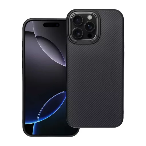 iPhone 16 Pro Max készülékhez Carbon Elite Mag Cover tok MagSafe kompatibilis fekete