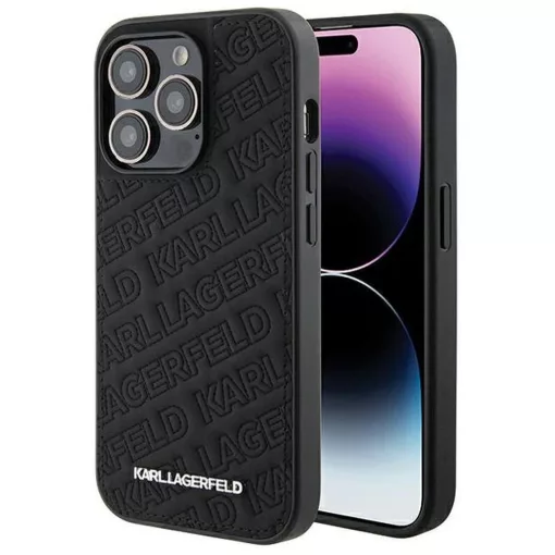 KARL LAGERFELD tok iPhone 15 Pro készülékhez KLHCP15LPQKPMK (Quilted Pattern) fekete