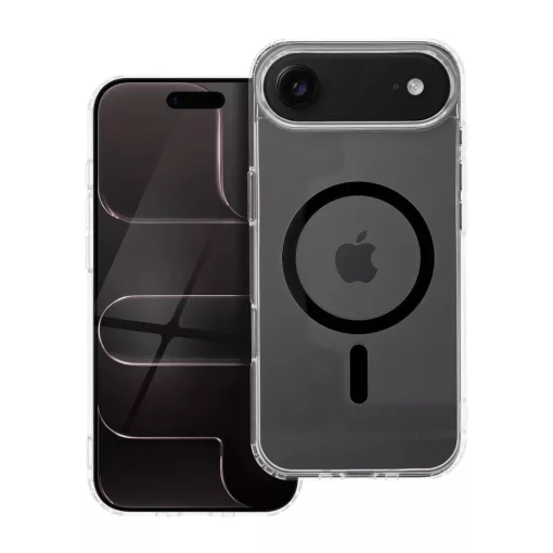 Tok iPhone 17 készülékhez AIR Drop Glue Colorful Ring Mag Cover, MagSafe-kompatibilis, fekete