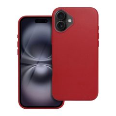   iPhone 16 PLUS készülékhez Leather Mag Cover tok MagSafe kompatibilis piros
