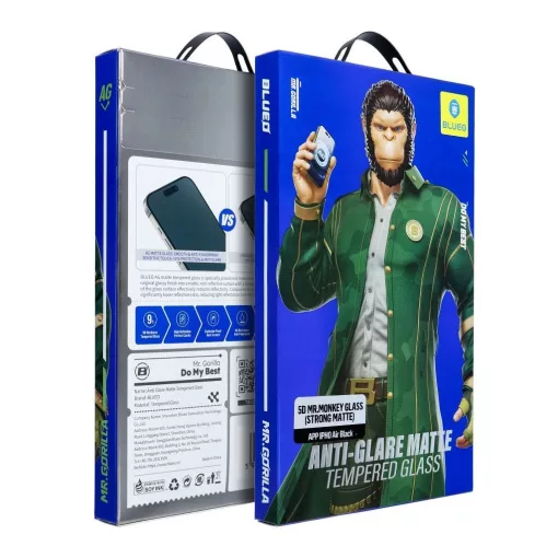 5D Mr. Monkey Glass kijelzővédő üvegfólia – Apple iPhone 17 Air készülékhez (Anti-Glare Strong Matte) fekete