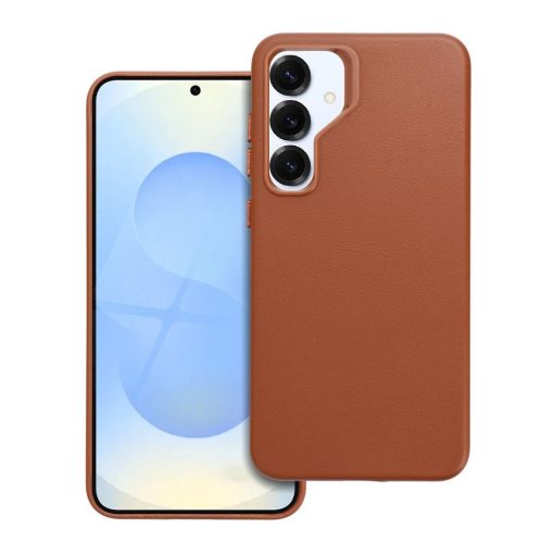 Samsung S25 PLUS készülékhez Leather Mag Cover tok, kompatibilis MagSafe, barna