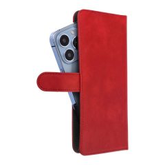   Univerzális COMMON S méretű könyvtok iPhone 12/13, Samsung S6, A5 2016, XCover 4, S22 és Huawei P8 2017 készülékekhez piros