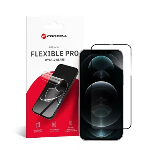 Forcell Flexible 5D Hybrid Glass kijelzővédő iPhone 12 Pro Max készülékhez fekete