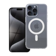   Mag Cover tok iPhone 15 Pro Max készülékhez, 2 mm vastag, MagSafe kompatibilis, kameravédelemmel, átlátszó