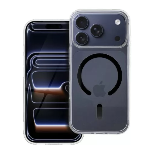 iPhone 17 Pro készülékhez tok Drop Glue Colorful Ring Mag Cover, MagSafe-kompatibilis, fekete