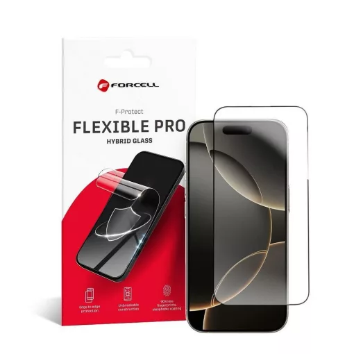 Forcell Flexible 5D Hybrid Glass kijelzővédő iPhone 16 Pro Max készülékhez, fekete