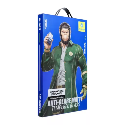 5D Mr. Monkey Glass AG Matte Glass kijelzővédő üvegfólia Samsung Galaxy S24 Ultra készülékhez fekete