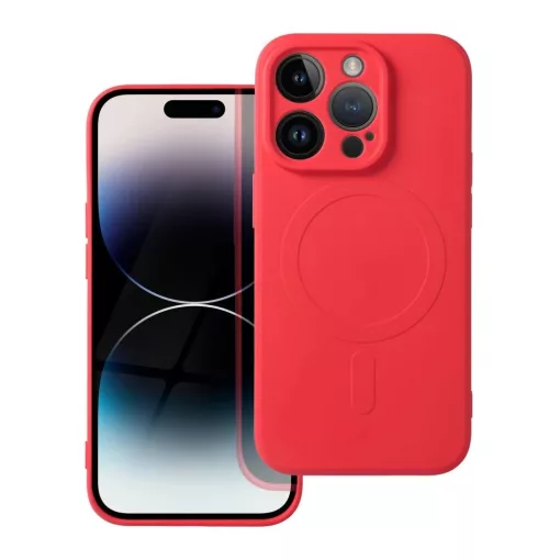 Silicone Mag Cover tok MagSafe-kompatibilis iPhone 14 Pro készülékhez piros