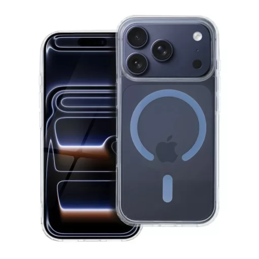 iPhone 17 Pro készülékhez Drop Glue Colorful Ring Mag Cover tok, MagSafe-kompatibilis, világoskék