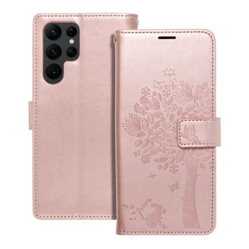 MEZZO könyvtok SAMSUNG S22 Ultra készülékhez Tree rózsaarany