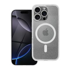   iPhone 16 PRO készülékhez Mag Cover tok, MagSafe-kompatibilis, STR / kameravédelemmel, átlátszó csillámos