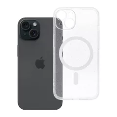   iPhone 14 készülékhez Clear Mag Cover tok (STR / CAMERA PROTECTION), MagSafe-kompatibilis, átlátszó csillámos