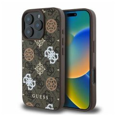   GUESS MagSafe-kompatibilis tok iPhone 16 Pro készülékhez GUHMP16LP4PWPW PU Peony on 4G Background barna
