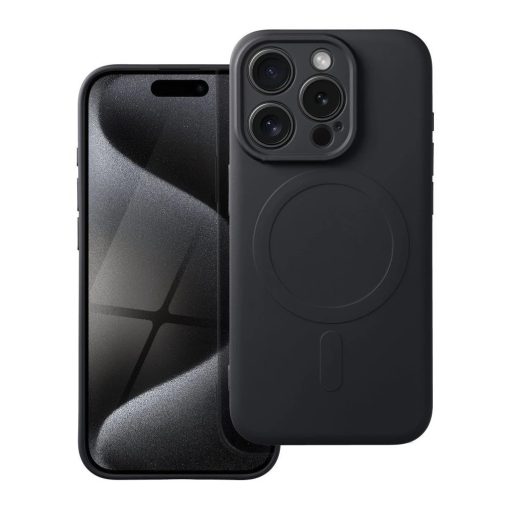 Silicone Mag Cover MagSafe-kompatibilis tok iPhone 15 Pro készülékhez fekete