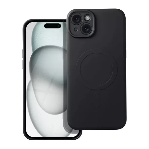 MagSafe-kompatibilis szilikontok iPhone 15 Plus készülékhez, fekete