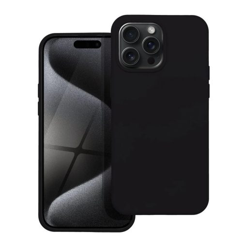 Szilikon tok iPhone 15 Pro Max készülékhez fekete