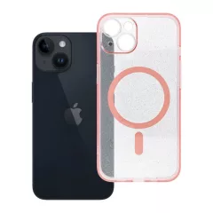   Clear Mag Cover MagSafe-kompatibilis kameravédős tok iPhone 14 készülékhez rózsaszín csillámos