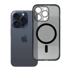   Clear Mag Cover MagSafe-kompatibilis tok iPhone 14 Pro készülékhez STR / CAMERA PROTECTION fekete csillámos