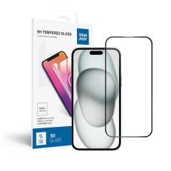   iPhone 15 PLUS és 16 PLUS készülékhez edzett üvegfólia full glue Blue Star 5D fekete