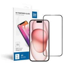   iPhone 15/16 készülékhez edzett üvegfólia Blue Star 5D full glue fekete