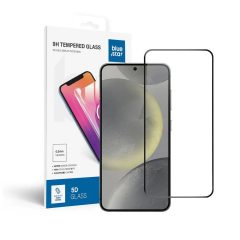  Blue Star 5D edzett üveg kijelzővédő Samsung Galaxy S24 PLUS készülékhez, teljes felületre ragasztott, tokbarát, fekete