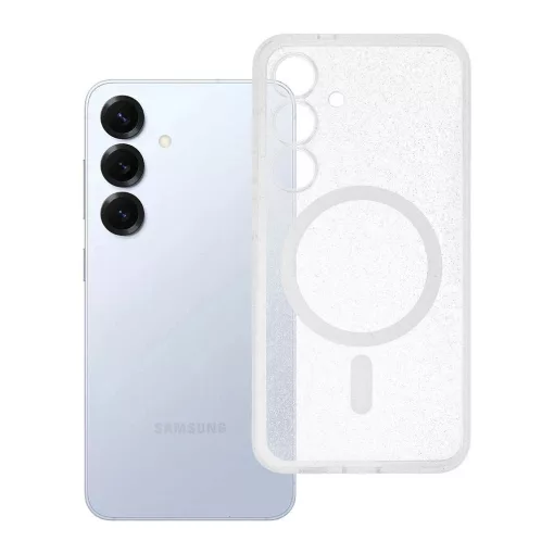 Clear Mag Cover (STR) tok Samsung S25 készülékhez, átlátszó csillámos