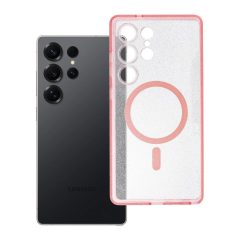  Samsung S25 ULTRA készülékhez Clear Mag Cover tok (STR), MagSafe-kompatibilis, rózsaszín csillám