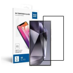   Blue Star 5D edzett üvegfólia Samsung Galaxy S25 ULTRA készülékhez, teljes ragasztófelület, tokbarát, ujjlenyomat-olvasó-kompatibilis, fekete