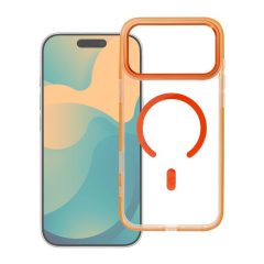   iPhone 17 Pro Max készülékhez keretes átlátszó hibrid MagSafe-kompatibilis tok narancssárga