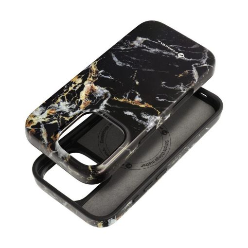 Forcell F-Protect Mirage tok iPhone 16 PRO készülékhez, Magsafe-kompatibilis, katonai ütésálló, fekete márvány