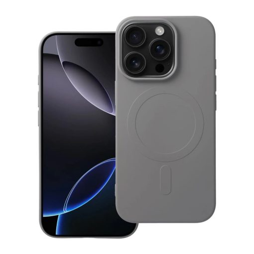 Silicone Mag Cover tok nagy kivágással, MagSafe-kompatibilis iPhone 16 Pro készülékhez, titánszürke