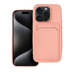 Kártyatartós tok iPhone 15 PRO készülékhez rózsaszín