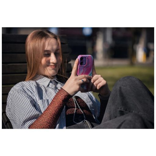 iPhone 15 Pro készülékhez Forcell F-Protect Mirage tok, MagSafe-kompatibilis, katonai ejtésteszt, rózsaszín márvány