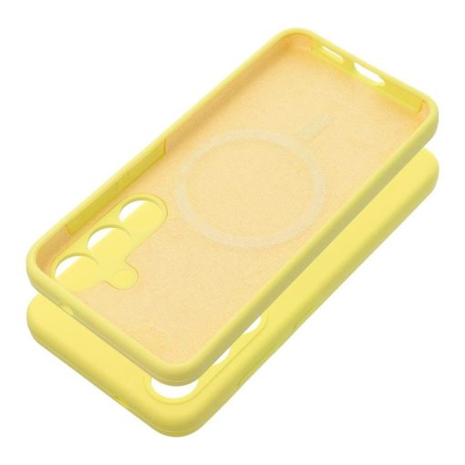 Szilikon tok Samsung S25 PLUS készülékhez, 2mm, MagSafe kompatibilis, sárga