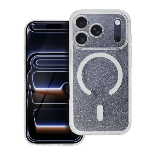 iPhone 17 PRO készülékhez Clear Mag Cover tok (STR / CAMERA PROTECTION) MagSafe-kompatibilis átlátszó csillámos