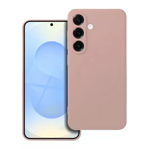 Silicone Mag Cover tok MagSafe-kompatibilis Samsung S25 készülékhez, rózsaszín