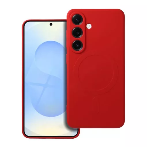 Silicone Mag Cover tok MagSafe-kompatibilis Samsung S25 készülékhez, piros