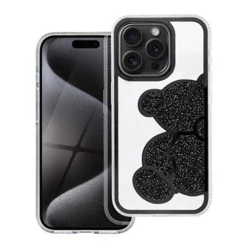 TEDDY BEAR tok iPhone 15 Pro készülékhez fekete