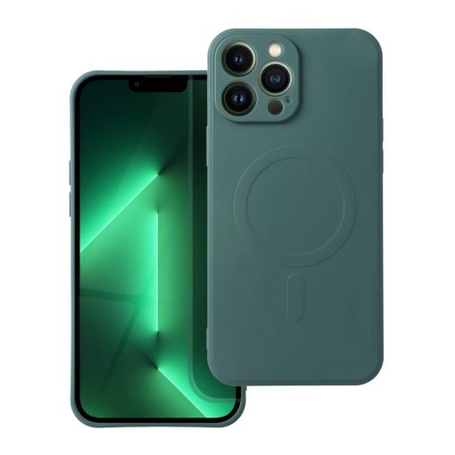 Silicone Mag Cover MagSafe-kompatibilis tok SAMSUNG S25 Plus készülékhez sötétzöld