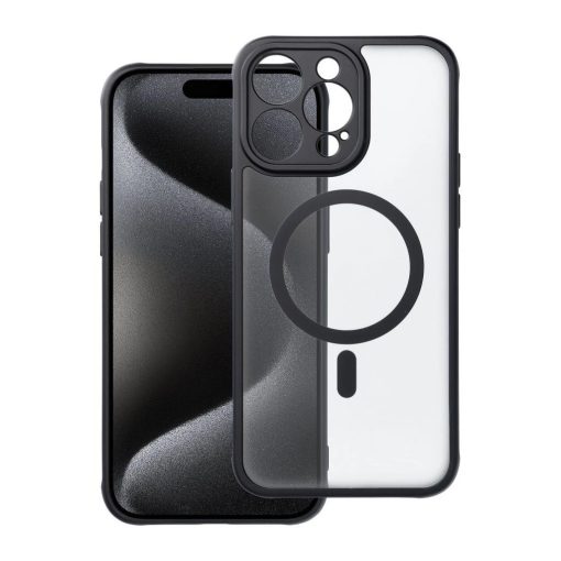 iPhone 15 Pro Max készülékhez Full Matte Mag Cover tok MagSafe-kompatibilis fekete