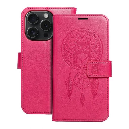 MEZZO könyvtok iPhone 15 Pro készülékhez, dreamcatcher, magenta