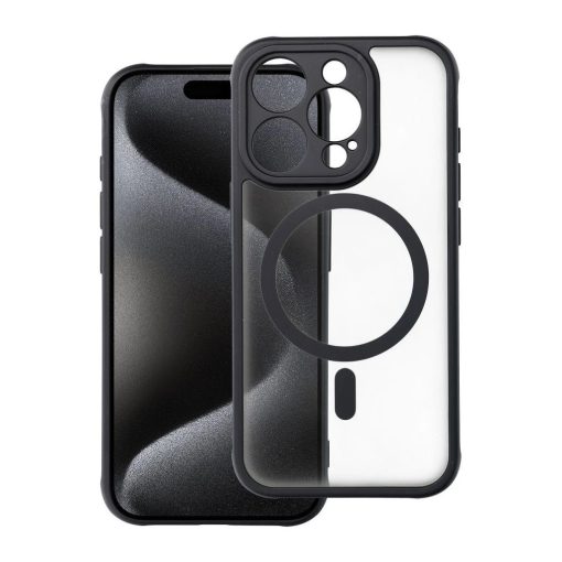 iPhone 15 Pro készülékhez Full Matte Mag Cover tok – MagSafe kompatibilis, fekete