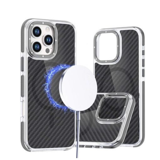 Fiber tok iPhone 16 PRO készülékhez MagSafe-kompatibilis szürke