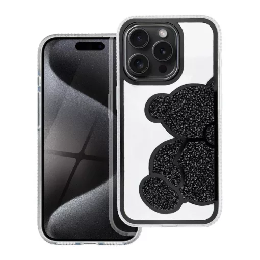 TEDDY BEAR tok iPhone 16 Pro készülékhez fekete