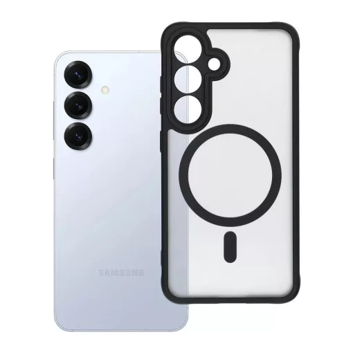 Samsung S25 készülékhez Full Matte Mag Cover tok, MagSafe-kompatibilis, fekete